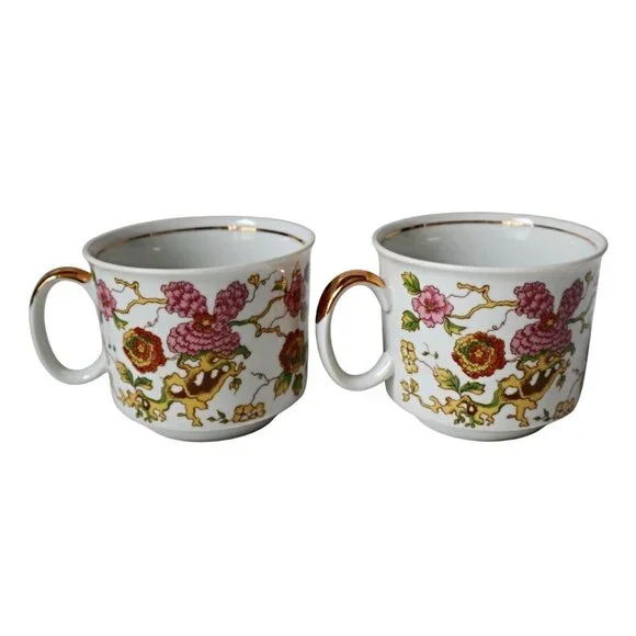 Vintage Czech Josefina Porcelain Tea Set For 2 With Dragon Design & Floral Motif - Picture 8 of 10